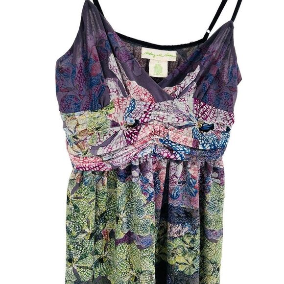UO Staring at Stars purple green babydoll dress floral size 2 - Picture 4 of 8